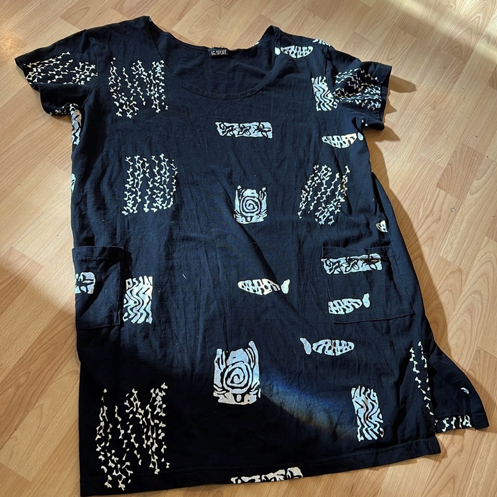 Island Beach Size XL Short Sleeve Dress Knee-length Cotton IG Sport